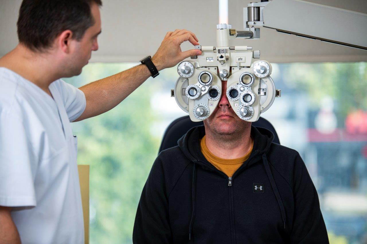 Vision testing during an eye examination