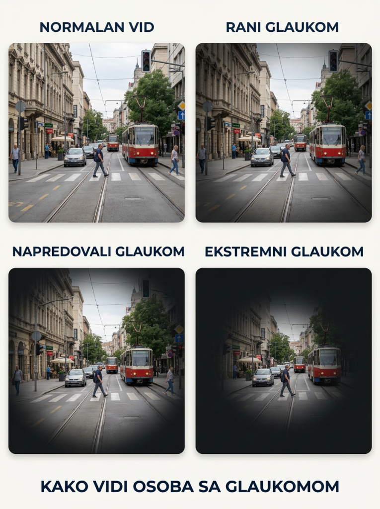 Kako osoba sa glaukomom vidi - suženo vidno polje